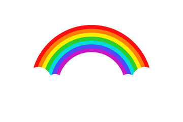Flat illustration rainbow and clouds isolated PNG