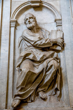 S. Maria dell'Aiuto church, Catania, Sicily (Italy). Detail showing relief depicting  a prophet.