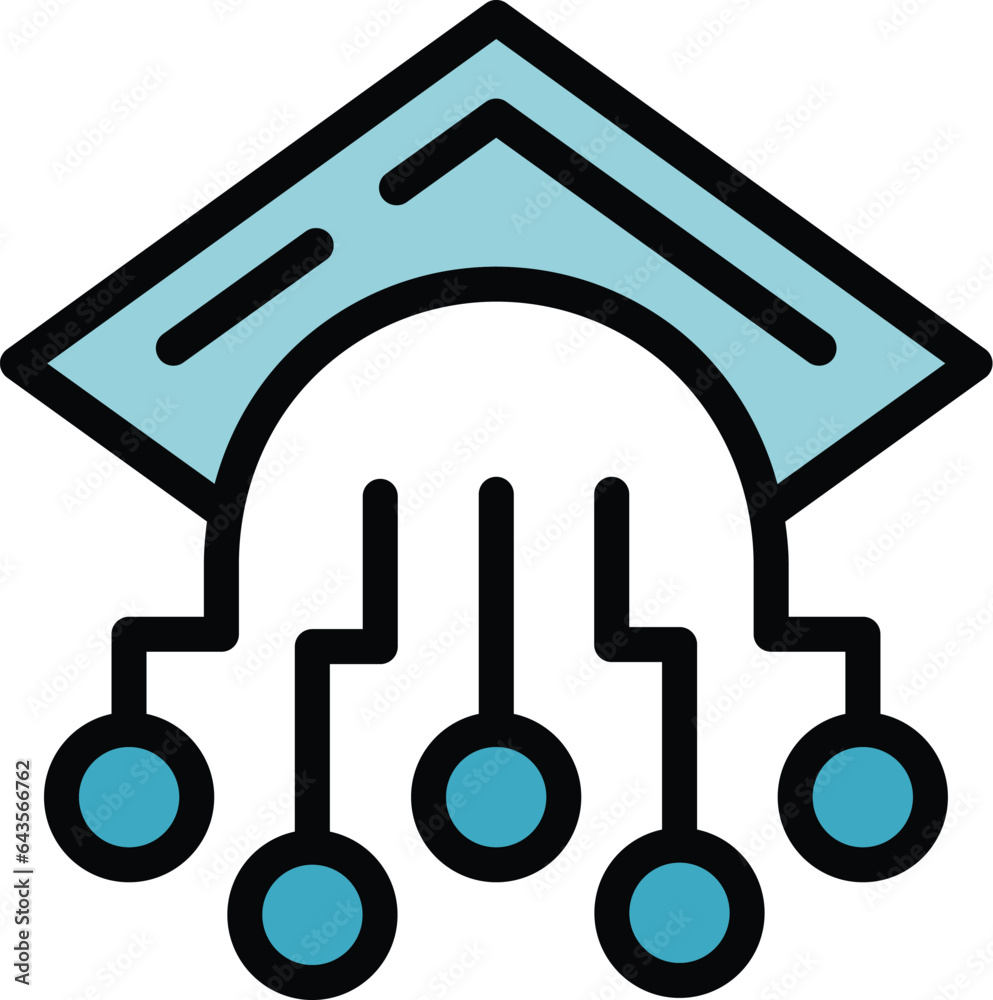 Poster ai engineer factory icon outline vector. machinery process. computer operator color flat