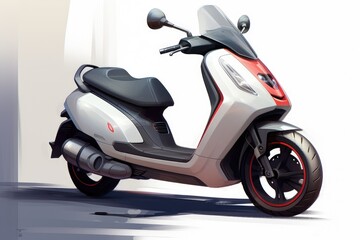 Side view of vintage scooter, sketch