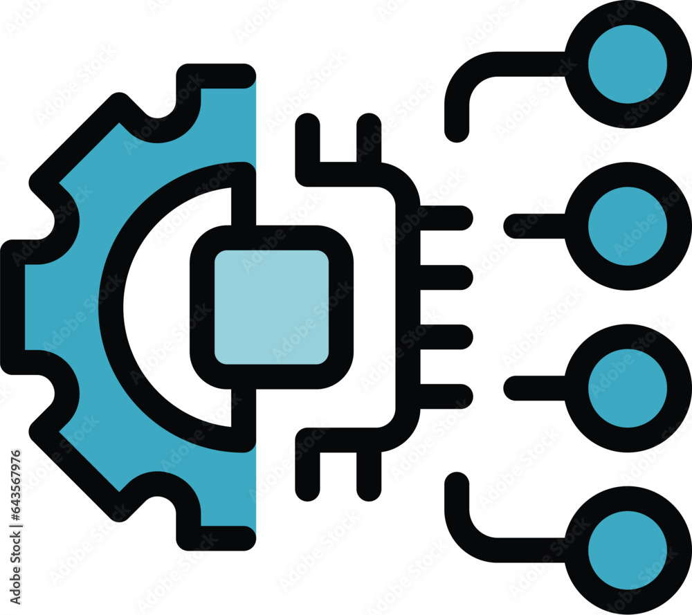 Poster engineer processor icon outline vector. worker process. computer operator color flat