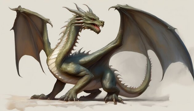 Ilustraci&oacute;n de un drag&oacute;n ultra realista. Libro de texto en el fondo imitando la explicaci&oacute;n de la anatom&iacute;a del drag&oacute;n.