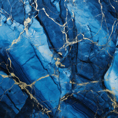 Fondo con detalle y textura de superficie de marmol de color azul con vetas doradas metalicas