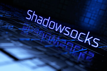 Concept of the secure protocol Shadowsocks. Shadowsocks technology to bypass government censorship....