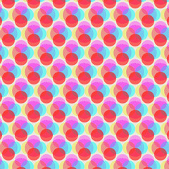 Cyan magenta yellow halftone circle template CMYK circles. Colorful pattern background. Cartoon rainbow symbol Vector illustration