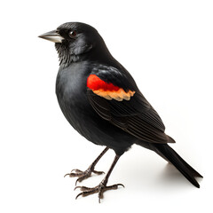 Obraz premium Black bird with red and yellow wings