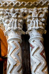Fototapeta na wymiar Santa Maria Nuova cathedral cloister, Monreale, Sicily, Italy. Capitals.