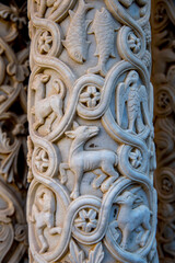 Santa Maria Nuova cathedral cloister, Monreale, Sicily, Italy. Column detail.