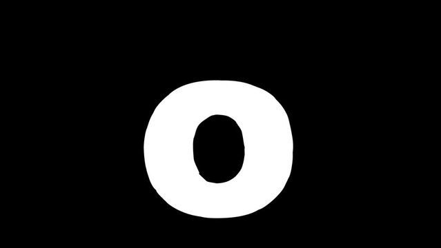 O letter small forming cartoon animation. Compatibile part of alphabet serie. Hand drawn bold educational style for children. Good for education movies, presentation, learning alphabet, etc...