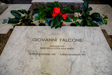 San Domenico church, Palermo, Sicily, Italy. Tomb of Giovanni Falcone, Sicilian judge killed by the...