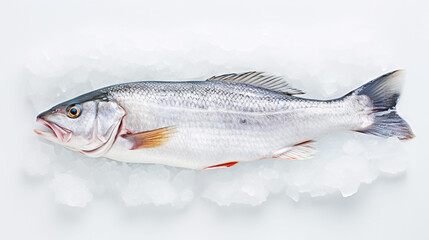 Fresh raw cod fish on ice. Seafood background. Generative AI