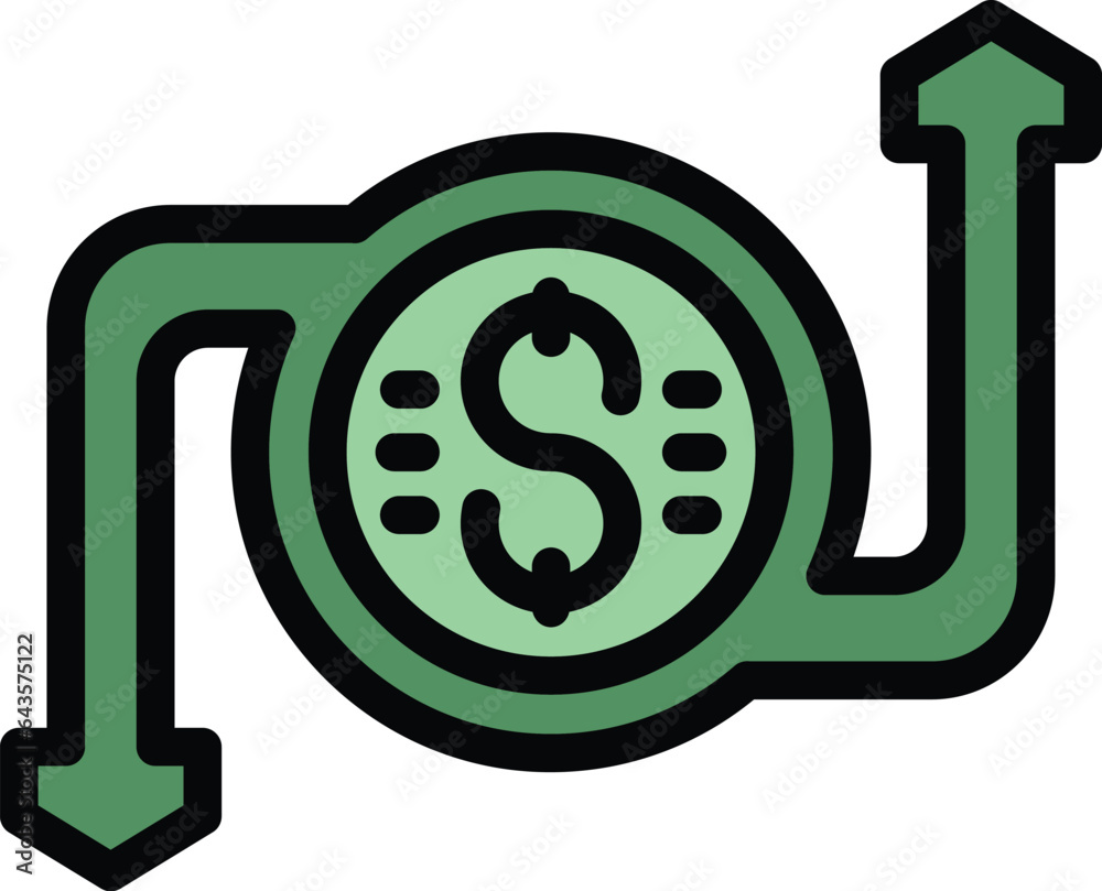 Wall mural Money return icon outline vector. Cash back. Business refund color flat - Wall murals