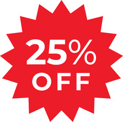 Red Price tags, special offer or shopping discount label with percent, discount. 10, 20, 25, 30, 35, 40, 50, 60, 70, 80 and 90 percent price. Paper sticker. Promotional sale. Vector illustration.