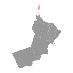 Musandam Governorate map, administrative division of Oman. Vector illustration.