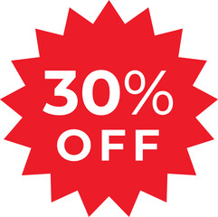 Red Price tags, special offer or shopping discount label with percent, discount. 10, 20, 25, 30, 35, 40, 50, 60, 70, 80 and 90 percent price. Paper sticker. Promotional sale. Vector illustration.