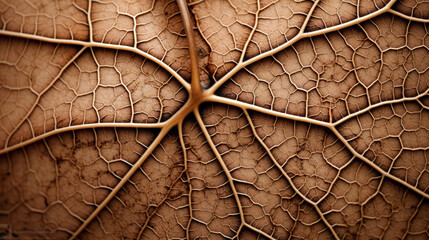 underside of a dried brown leaf showing the leaves veins