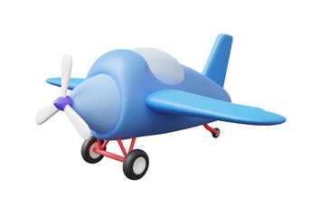 Obraz na płótnie Canvas Propeller airplane icon fly on isolated background. travel tourism plane trip planning world tour worldwide transportation leisure touring holiday summer vacation concept. 3d render illustration