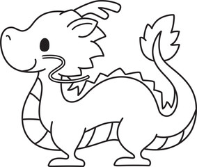 龍のかわいい線画イラスト