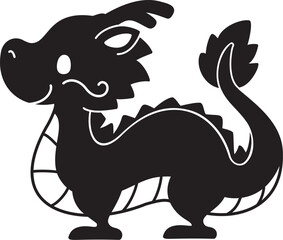 龍のかわいいシルエットイラスト