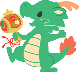打ち出の小槌を持った龍のかわいいイラスト