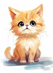cute ginger kitten with big eyes - 643578118