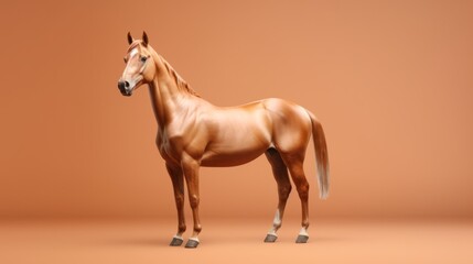 Obraz premium A majestic brown horse standing proudly on a wooden floor
