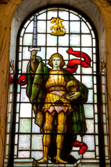 Obraz premium Belfast city hall, Ulster (Northern Ireland), U.K. Stained glass.