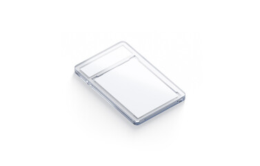 Blank transparent plastic trading card mockup, side view