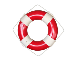 Red ifebuoy on transparent background. Space for text