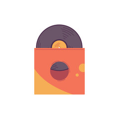 Vinyl record in paper packaging, flat vector illustration isolated on white background.