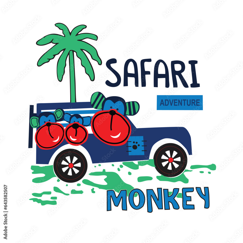 Wall mural safari monkey carton vector art