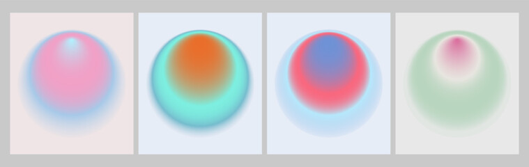 Aura Set Gradient y2k round poster. Futurism vector art set. Retrowave, synthwave, rave, steam wave background. Black, purple, pink, blue, yellow colors. Print, wallpaper, web template.