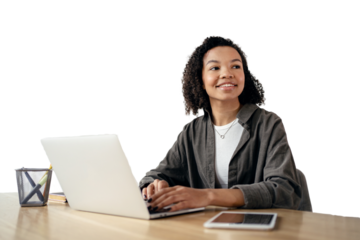 A designer is a creative woman, a creative manager is a person in the office. Uses a laptop computer manager woman smiling in stylish clothes for work.