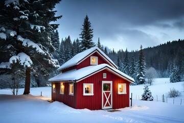 house in the snow generated by AI tool