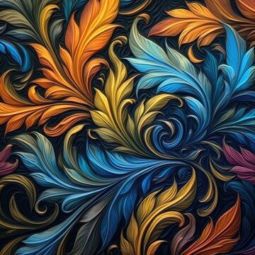 Abstract background with colorful feathers