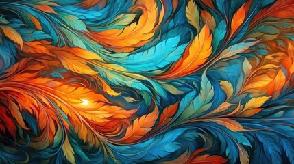 Abstract background with colorful feathers