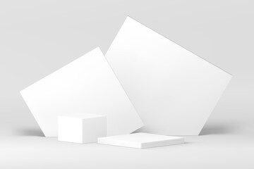 White 3d podium neutral commercial pedestal for product promo presentation realistic vector