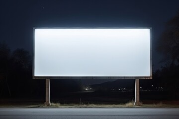 Blank billboard on the road at night. 3d rendering. Generative AI