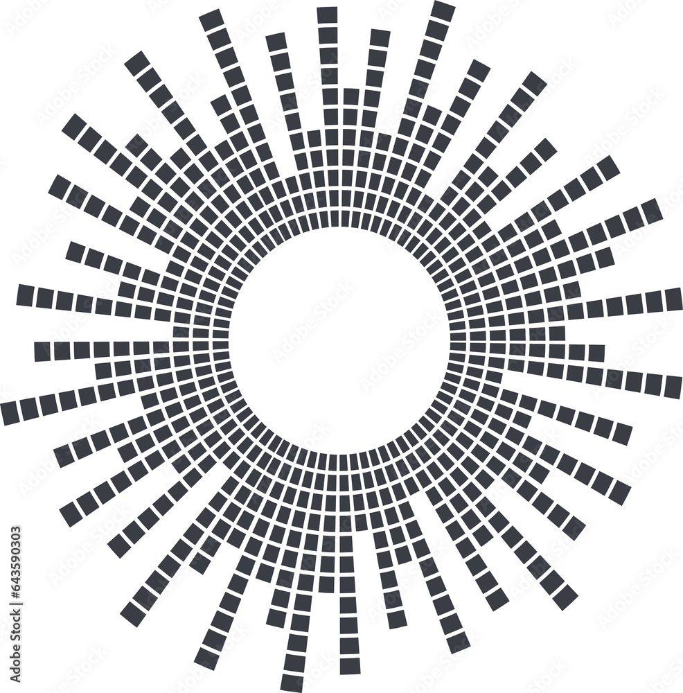 Poster circle sound wave. audio music equalizer. round circular icon. spectrum radial pattern and frequency