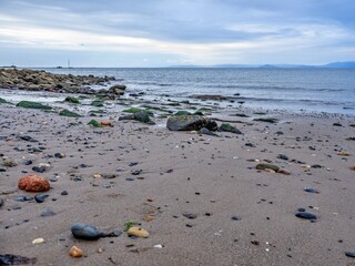 beach and sea at Ayr in August evening light