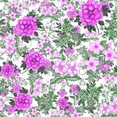 Draagtas Watercolor seamless pattern with flowers. Vintage floral pattern. Flower seamless pattern. Botanical art. Floral botanical collection. Wedding floral set. Watercolor botanical design. © Natallia Novik