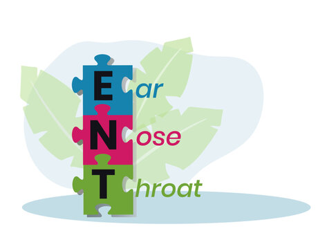 ENT Ear Nose Throat acronym, medical concept background. vector illustration concept with keywords. lettering illustration with icons for web banner, flyer, landing page