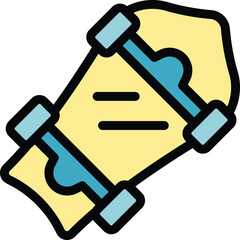 Longboard wood icon outline vector. Deck activity. Sport city color flat