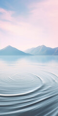 Ripples of tranquil lake with minimalistic ripples spreading across the surface. Soft, pastel colors.