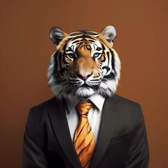 Illustration of Tiger wearing business suit.successful business man concept.executive management.