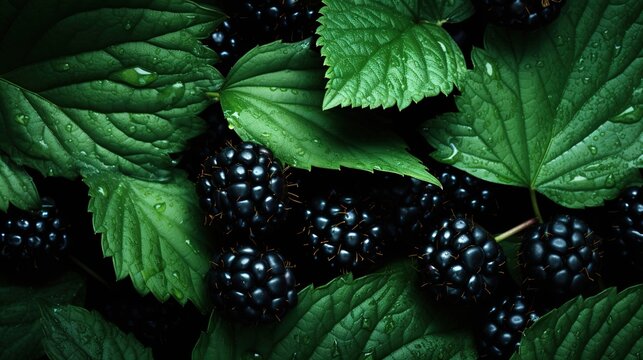 Blackberry banner. Blackberry juicy background. Close-up photo of berries. Background on the desktop.