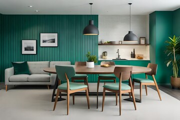 modern dining room with table generated by AI