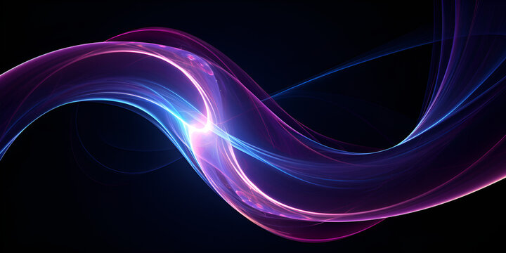 Shining pink and blue waves on dark as abstract background,Abstract black and dark purple background 