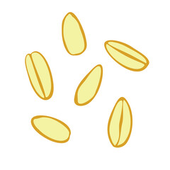Contoured coffee beans icons. Vector simple illustration of scattered golden grains