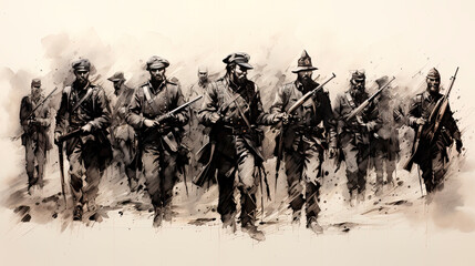 Drawing of American Civil War era soldiers